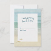 Watercolor Beach Starfish Wedding RSVP Einladung (Vorderseite)