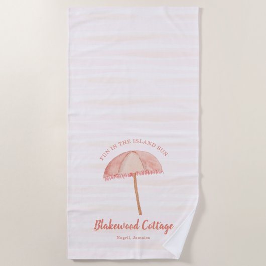 Watercolor Beach Umbrett Tropical Strandtuch (Vorderseite)