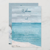 Watercolor Beach Waves Hochzeitsprogramm Programm (Vorne/Hinten)
