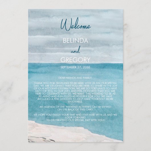 Watercolor Beach Waves Hochzeitsprogramm Programm (Vorderseite)