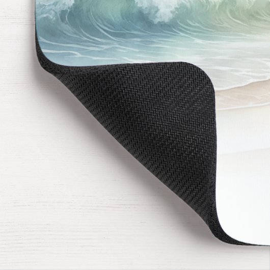 Watercolor Beach Waves Rustikale Küste Mousepad (Ecke)