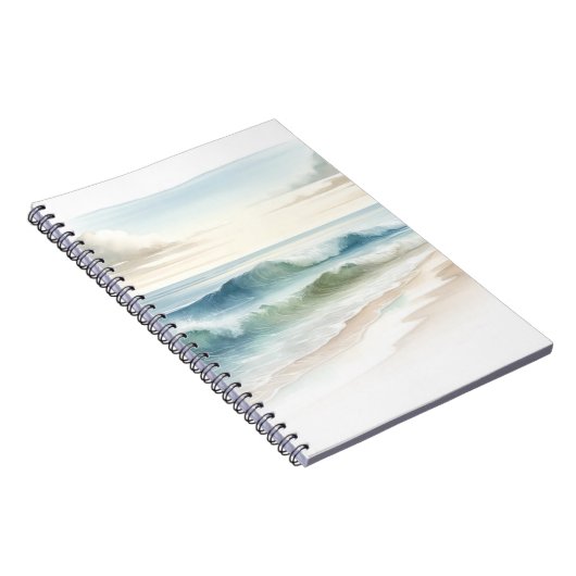 Watercolor Beach Waves Rustikale Küste Notizblock (Rechte Seite)