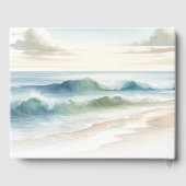 Watercolor Beach Waves Rustikale Küstenhochzeit Gästebuch (Rückseite)