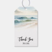 Watercolor Beach Waves Rustikale Küstenhochzeit Geschenkanhänger (Vorderseite)