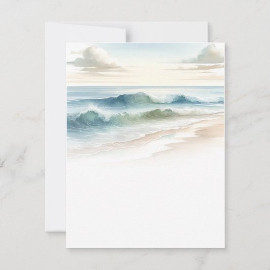 Watercolor Beach Waves Rustikale Küstenhochzeit RS Einladung (Rückseite)