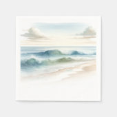 Watercolor Beach Waves Rustikale Küstenhochzeit Serviette (Vorderseite)