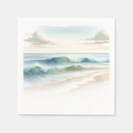 Watercolor Beach Waves Rustikale Küstenhochzeit Serviette
