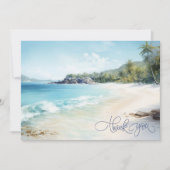 Watercolor Beach Wedding Danke Karte (Vorderseite)