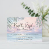 Watercolor Beach Wedding RSVP Reply Card (Stehend Vorderseite)