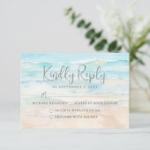 Watercolor Beach Wedding RSVP Reply Card (Stehend Vorderseite)