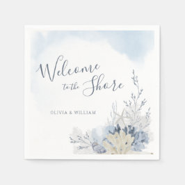 Watercolor Beach Welcome to the Shore Dinner Serviette