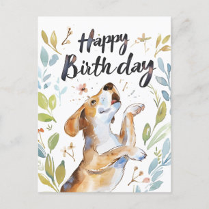Watercolor-Beagle-Hund-Geburtstag Postkarte