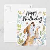 Watercolor-Beagle-Hund-Geburtstag Postkarte (Vorne/Hinten)