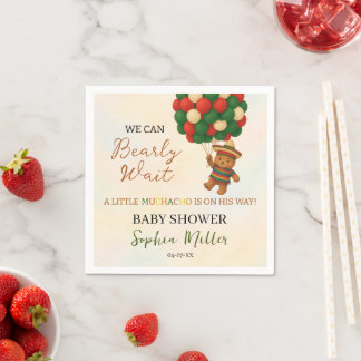 Watercolor Bear Baby Shower Fiesta Serviette