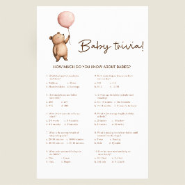Watercolor Bear Baby Trivia Game  Flyer