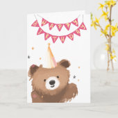 Watercolor Bear Birthday Greeting Karte (Gelbe Blume)