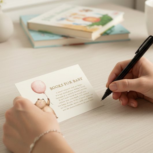 Watercolor Bear Books for Baby Request Card Begleitkarte