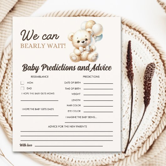 Watercolor Bear for Baby shower boy