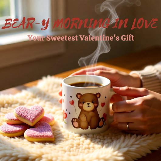 Watercolor Bear Valentine's Day Espressotasse
