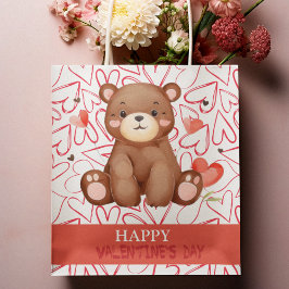 Watercolor Bear Valentine's Day Mittlere Geschenktüte