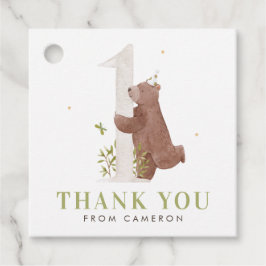 Watercolor Bear Woodland Erster Geburtstag Vielen  Geschenkanhänger
