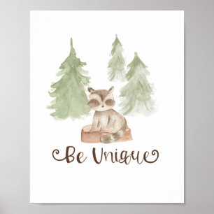 Watercolor Bear Woodland Friends sind ein einzigar Poster