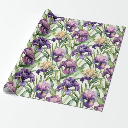 Watercolor Bearded Iris Wrapping Paper Roll Geschenkpapier (Ungerollt)