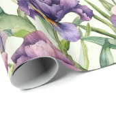 Watercolor Bearded Iris Wrapping Paper Roll Geschenkpapier (Rolleneckpunkt)