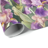 Watercolor Bearded Iris Wrapping Paper Roll Geschenkpapier (Rolleneckpunkt)