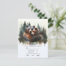 Watercolor Bears Rustic Wilderness RSVP