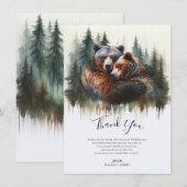 Watercolor Bears Rustic Wilderness Thank You Einladung (Vorne/Hinten)