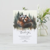 Watercolor Bears Rustic Wilderness Thank You Einladung (Stehend Vorderseite)