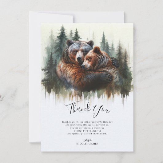 Watercolor Bears Rustic Wilderness Thank You Einladung (Vorderseite)