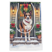 Watercolor Beauceron Rustic Porch Christmas Mittlere Geschenktüte (Vorderseite)