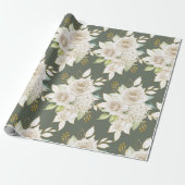 Watercolor Beautiful White Roses Garden Flower Geschenkpapier (Ungerollt)