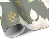 Watercolor Beautiful White Roses Garden Flower Geschenkpapier (Rolleneckpunkt)