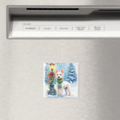 Watercolor Bedlington Terrier Lamppost Christmas Magnet (In Situ (Geschirrspüler))