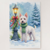 Watercolor Bedlington Terrier Lamppost Christmas Puzzle (Vertikal)