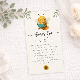 Watercolor Bee Baby Shower Book Request Card Visitenkarte