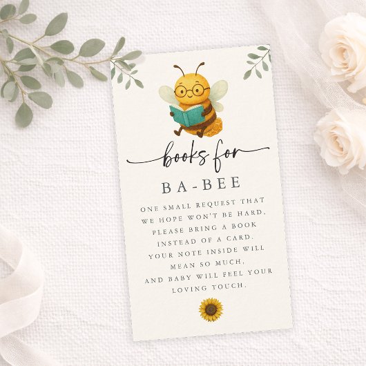 Watercolor Bee Baby Shower Book Request Card Visitenkarte