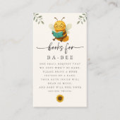 Watercolor Bee Baby Shower Book Request Card Visitenkarte (Vorderseite)