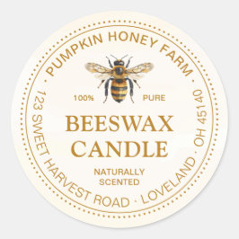 Watercolor Bee Dotted Frame Beeswax Product Label Runder Aufkleber
