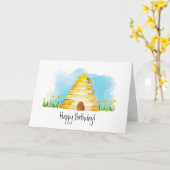 Watercolor Bee Happy Birthday Card Karte (Gelbe Blume)