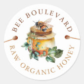 Watercolor Bee Honey Jar Label Runder Aufkleber (Vorderseite)