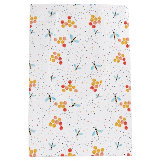 Watercolor Bee Pattern Mittlere Geschenktüte (Vorderseite)