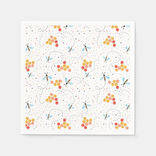 Watercolor Bee Pattern Serviette (Vorderseite)