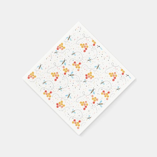 Watercolor Bee Pattern Serviette (Ecke)