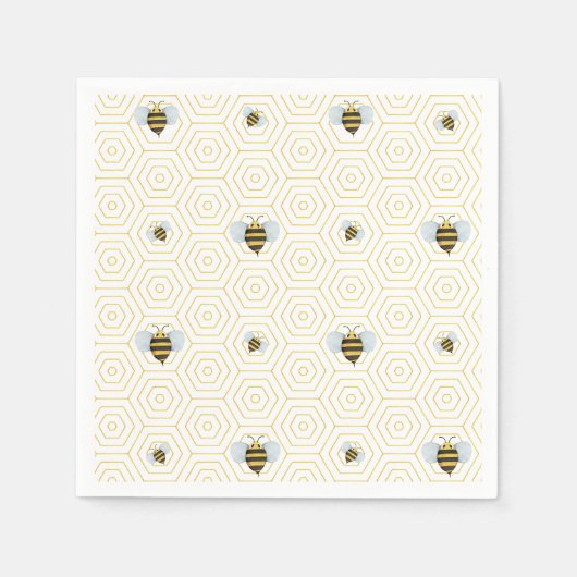 Watercolor Bee Pattern Serviette (Vorderseite)