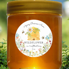 Watercolor Beehive Floral Honey Custom Runder Aufkleber
