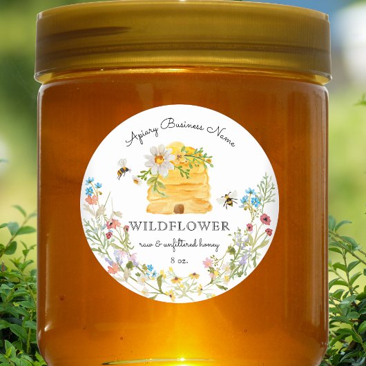 Watercolor Beehive Floral Honey Custom Runder Aufkleber